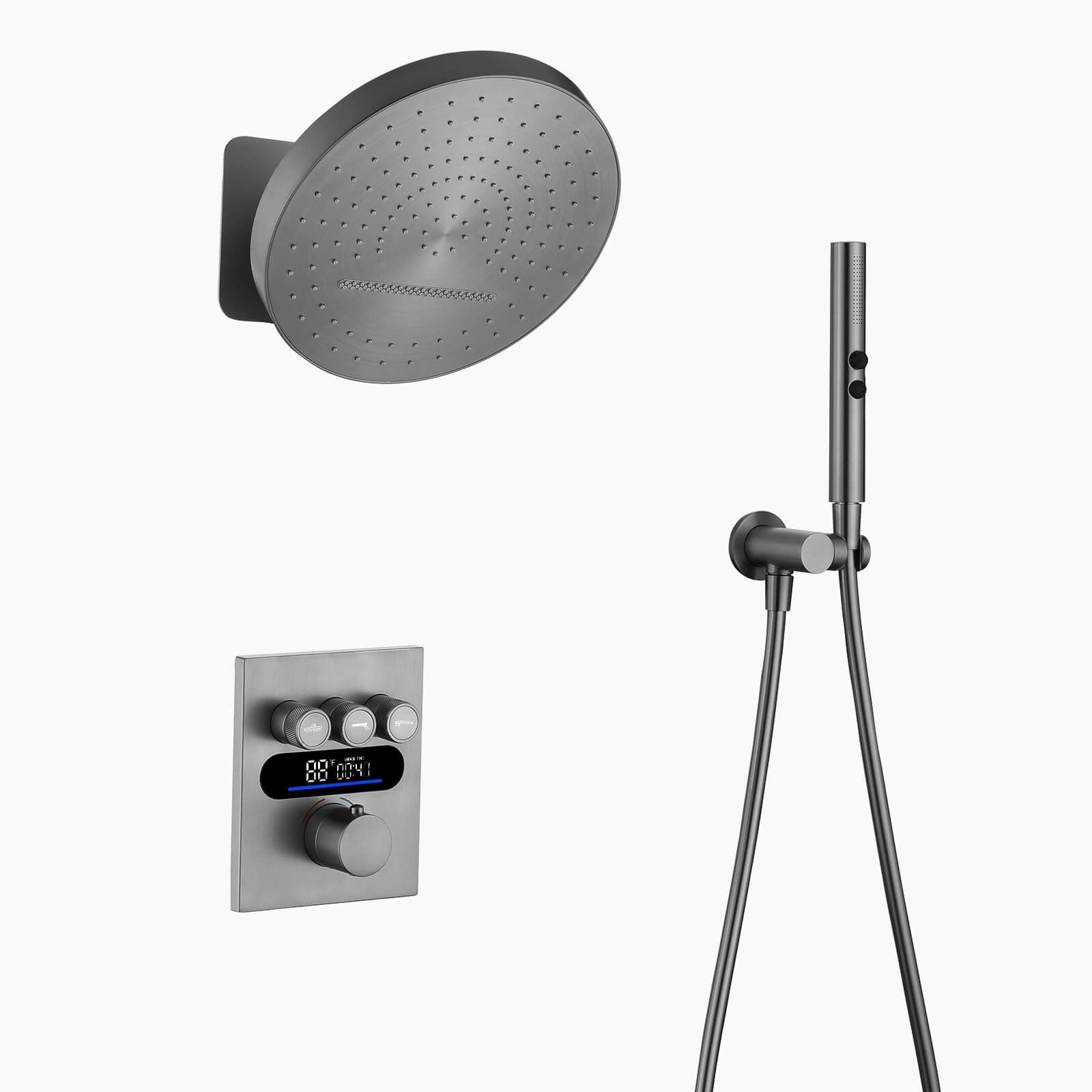 Lefton Concealed Rainfall Thermostatic Shower System with Temperature Display and Hand Shower-SSWM2501