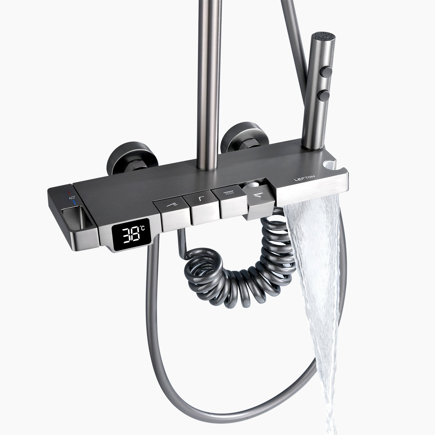 Lefton Thermostatic Shower System with Temperature Display (Celsius Only) and 4 Water Outlet Modes-SST2203